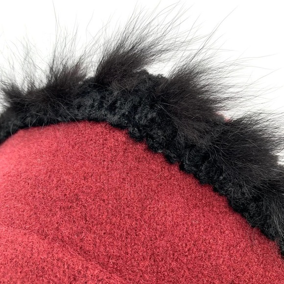 ❌SOLD❌1960's wool beret with mohair and fox fur trim - Picture 9 of 12